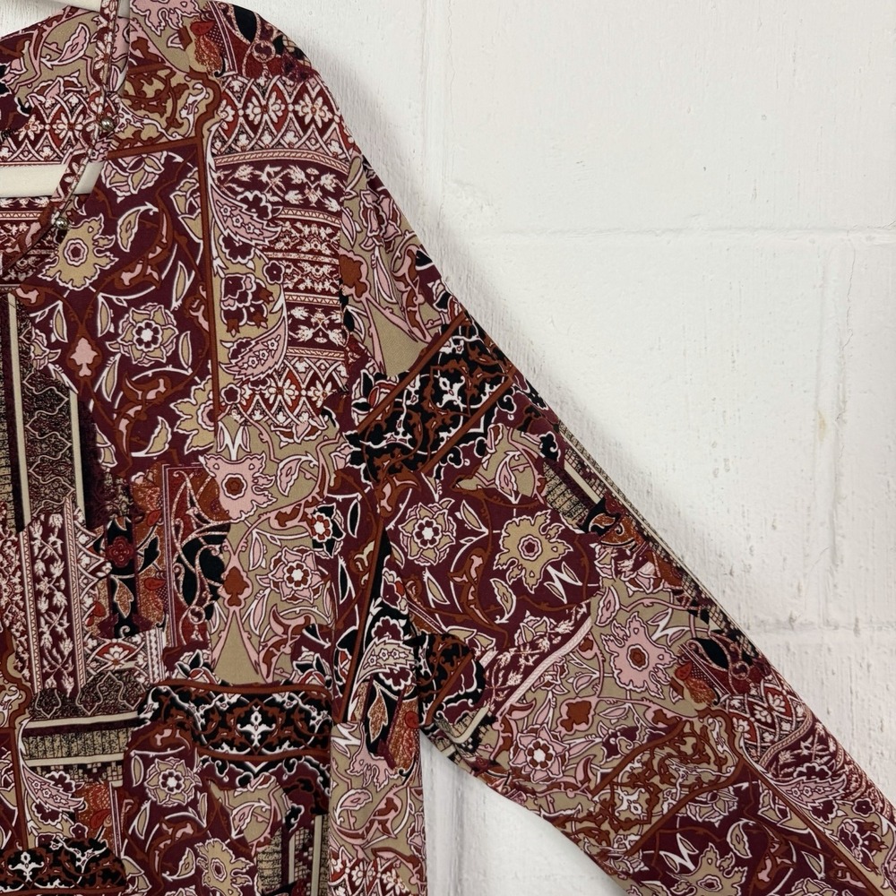 Chicos Womens Tunic Top Size XL Floral Beaded Artsy Maximalist Career‎ Stretch - Picture 6 of 12